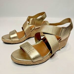 Vionic By Dr Weil Ainsleigh Wedge Comfort Sandal Metallic Gold Leather Women’s 9